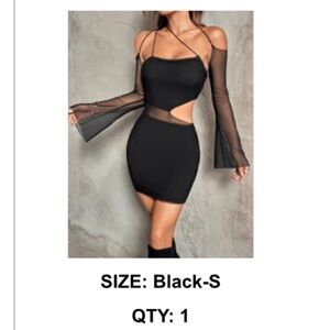 Black mesh cut out mini dress